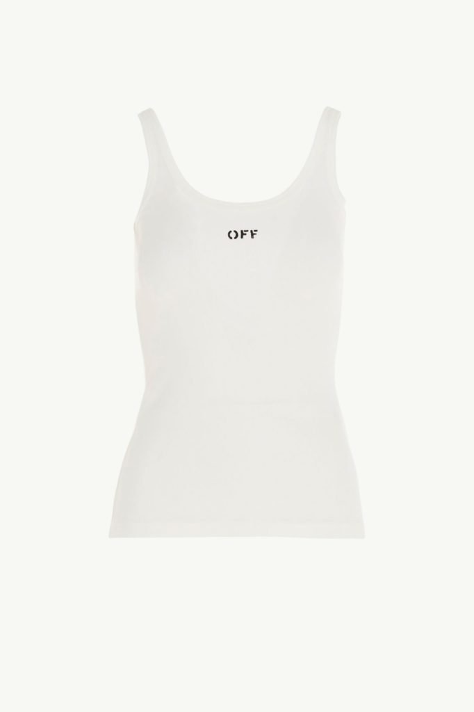 Off-White Ribbed Tank Top White OWAD072E20FAB0010110