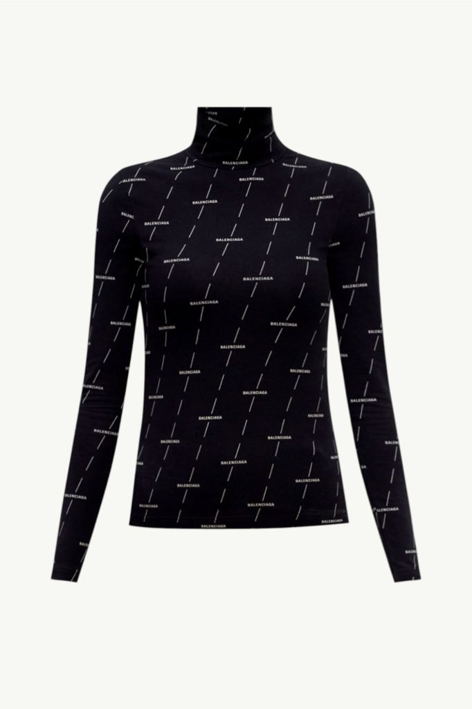 Balenciaga Long Sleeve Turtleneck Top Black TJVC3