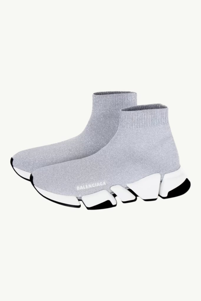 Balenciaga Speed 2.0 LT Shiny Knit Silver 636833 W2DE1 8191
