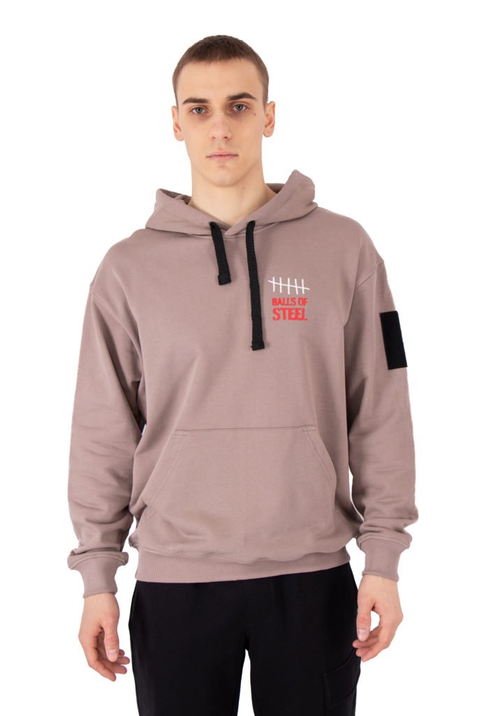 Худі Balls of Steel Never Give Up Graphic Hoodie Light Grey