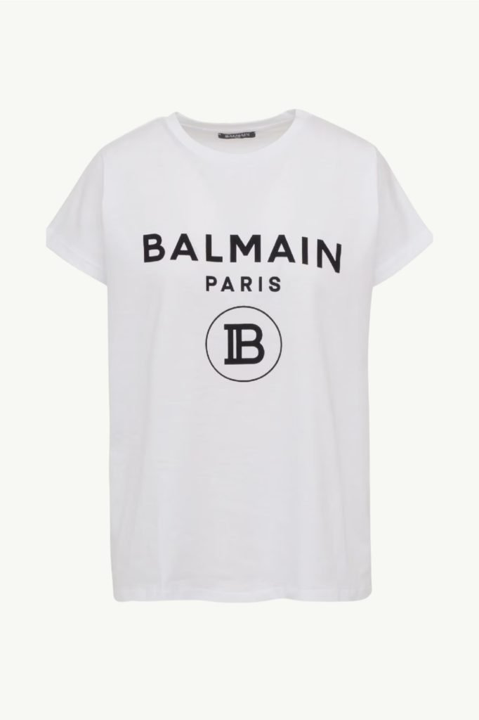 Balmain Logo Print Cotton White TF11351I365