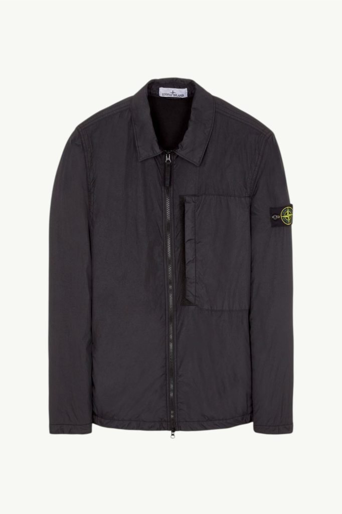 Stone Island Recycled Crinkle Reps Zip Overshirt Black 791510723-V0029