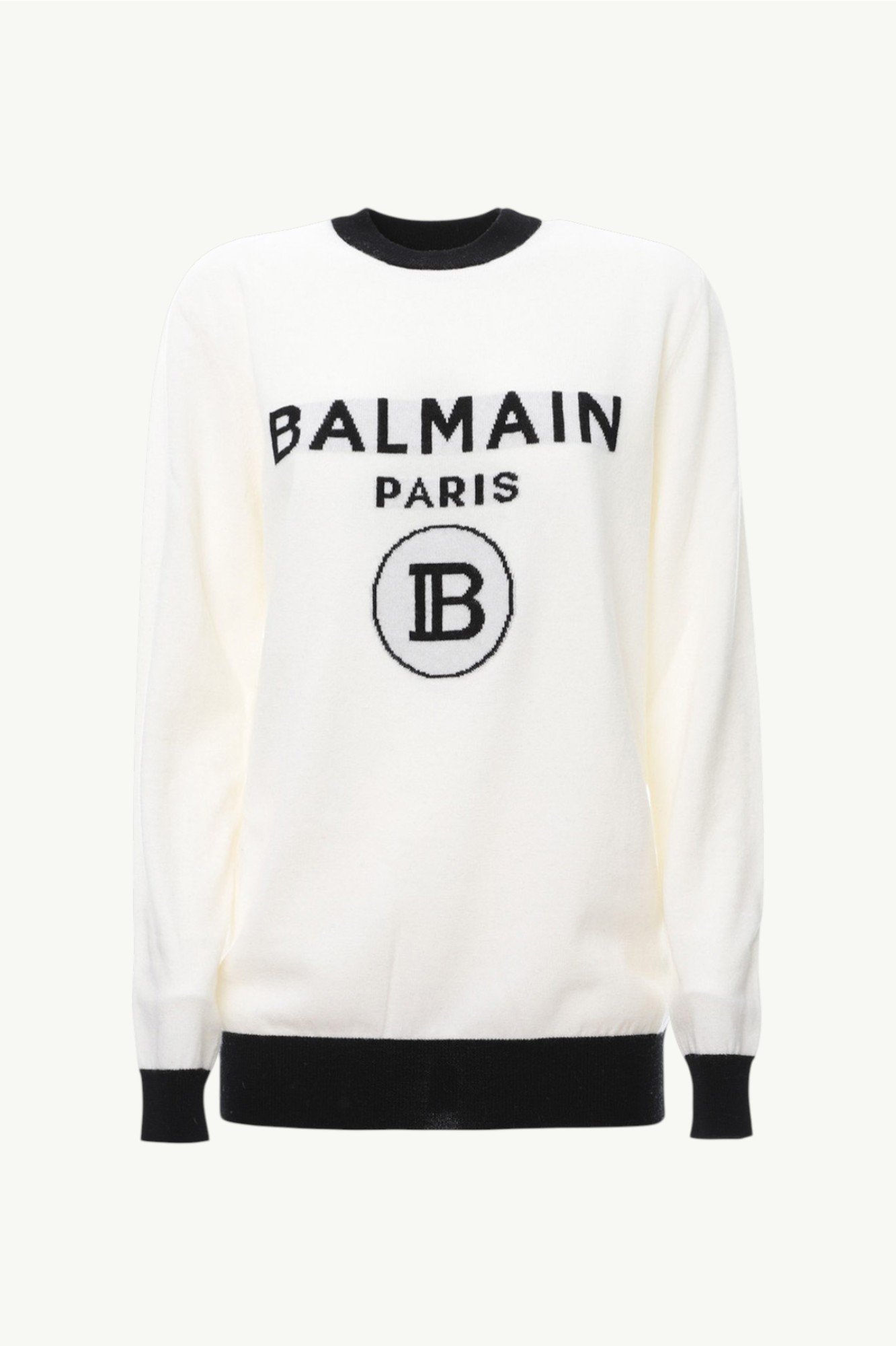 balmain-crew-neck-sweater-white-0 Balmain Crew Neck Sweater White SF13165K477