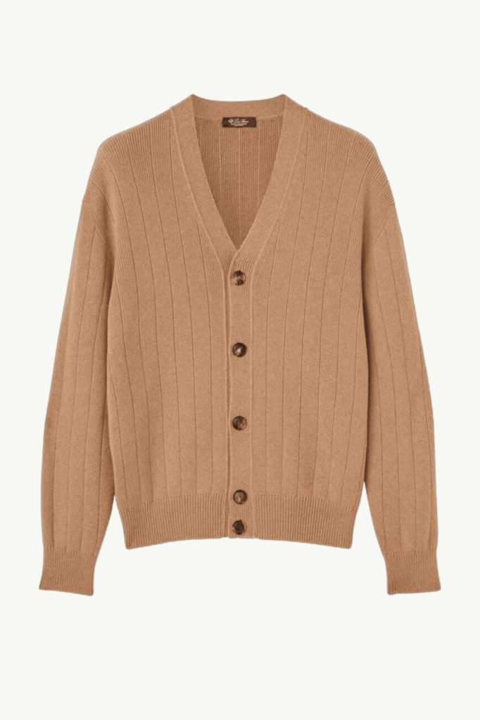 Loro Piana Cervetto Cardigan Sweater Baby Cashmere Nutmeg Seed Melange/Ivory Lace Melange – FAO2827