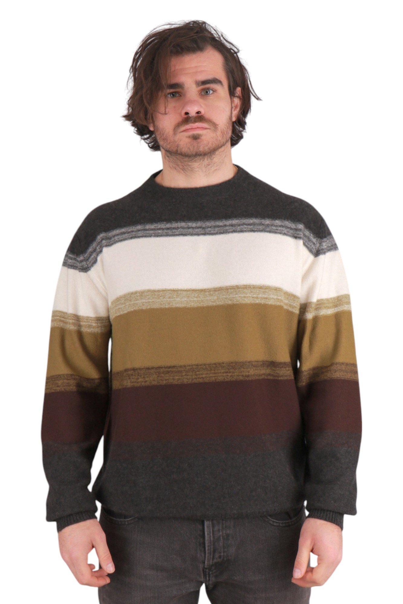 loro-piana-glenshell-striped-cashmere-and-silk-in-white-acorn-melang-1 Светр Loro Piana Glenshell Striped Cashmere And Silk In White/Acorn Melang FAL9219