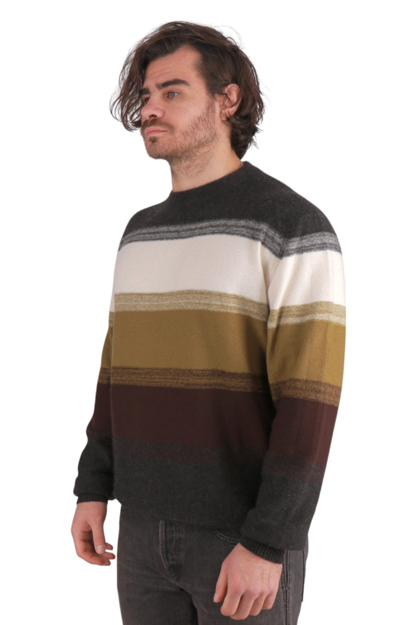 loro-piana-glenshell-striped-cashmere-and-silk-in-white-acorn-melang-2 Светр Loro Piana Glenshell Striped Cashmere And Silk In White/Acorn Melang FAL9219