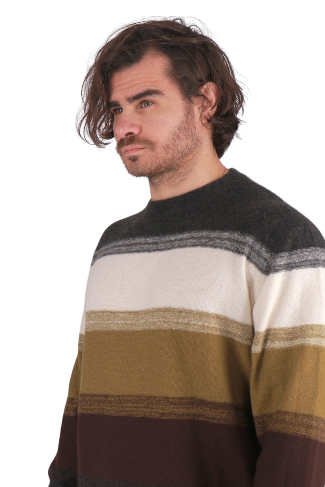 loro-piana-glenshell-striped-cashmere-and-silk-in-white-acorn-melang-5 Светр Loro Piana Glenshell Striped Cashmere And Silk In White/Acorn Melang FAL9219