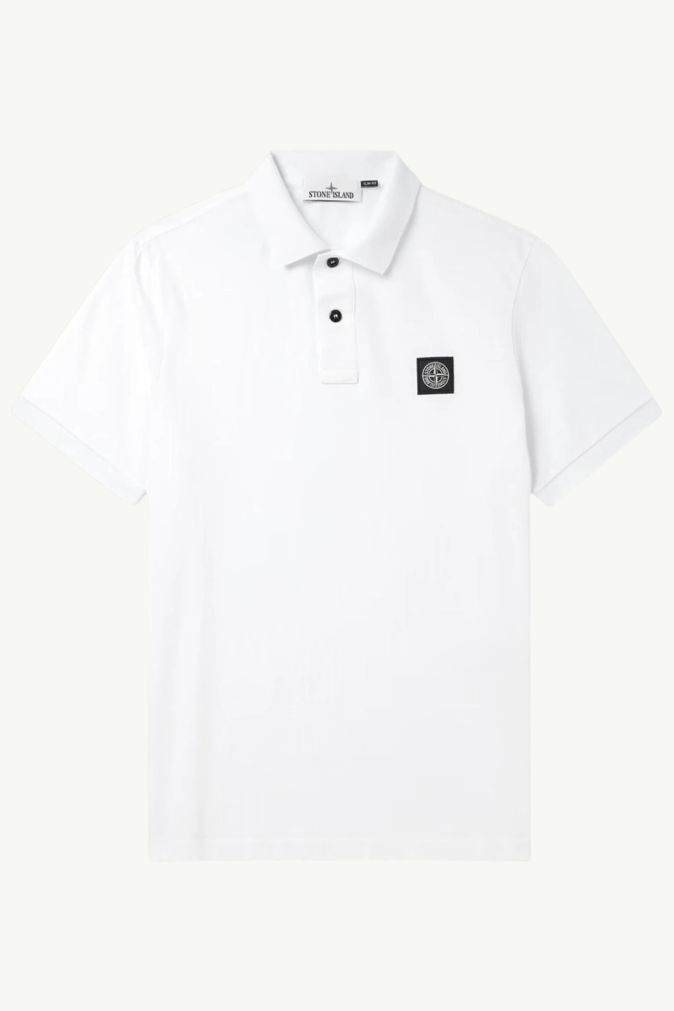 Stone Island Cotton Polo Shirts Compass Logo Patch White - K1S1522002SCS0017-V1001