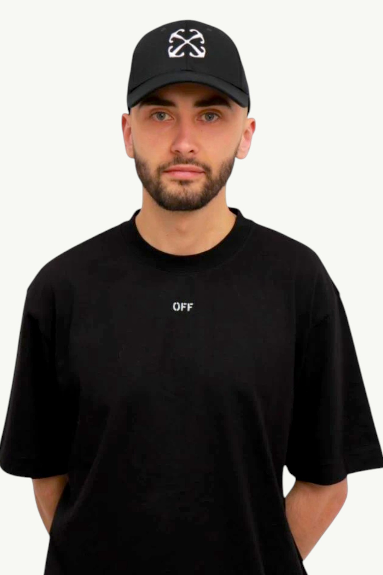 Off-White Arrow Drill Baseball Cap Black/White OMLB052F23FAB014-1001