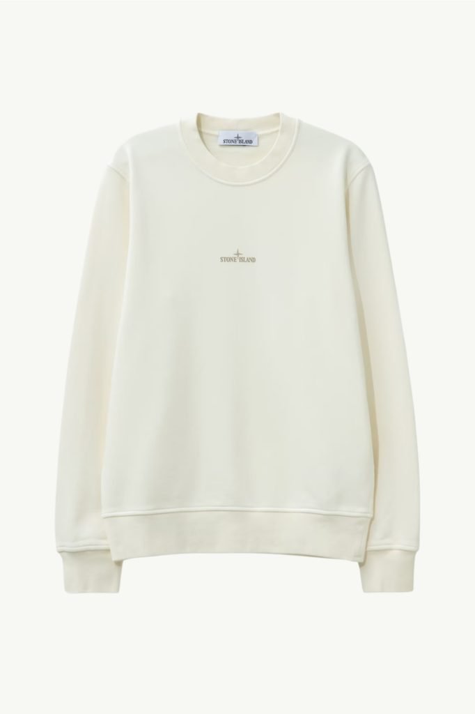 Stone Island Cotton Felpa Logo Sweatshirt Ivory K1S156100665S0983-V0093