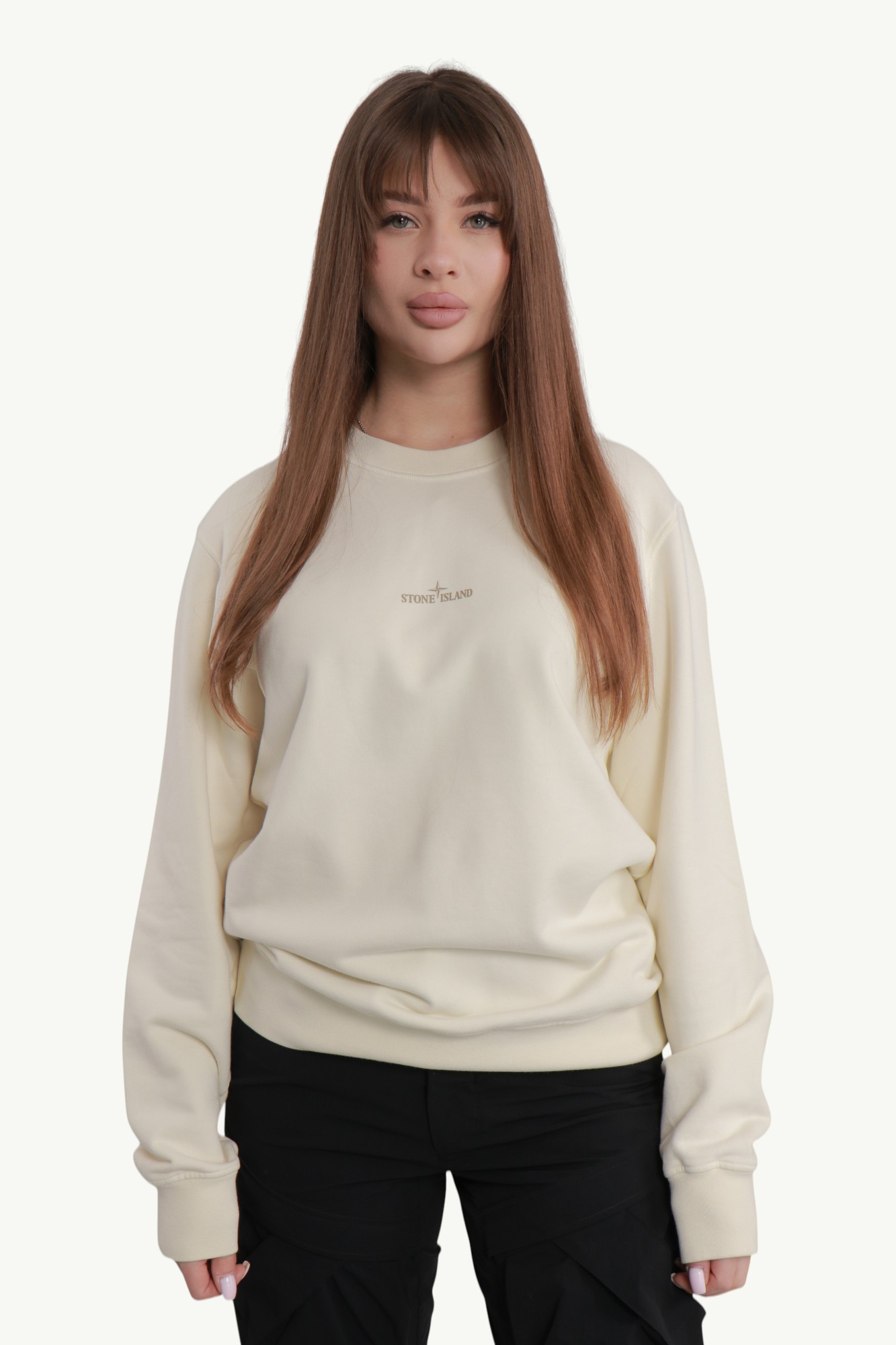 Світшот Stone Island Cotton Felpa Logo Sweatshirt Ivory - 221B Store