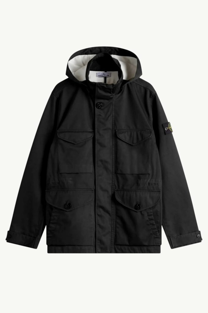 Stone Island Raso Gommato Cotton Field Jacket Black K1S154100064S0034-V0029