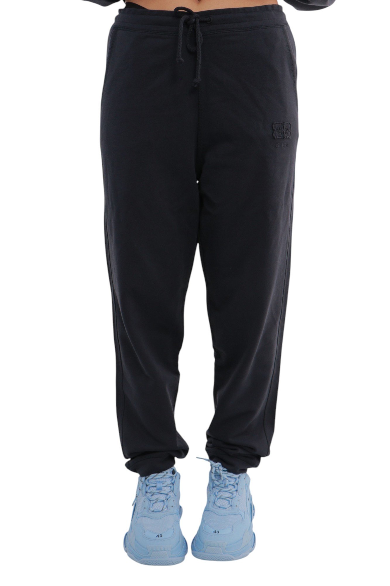 ganni-cotton-light-cuffed-pants-navy-t3757-2 Штани Ganni Cotton Light Cuffed Pants Navy
