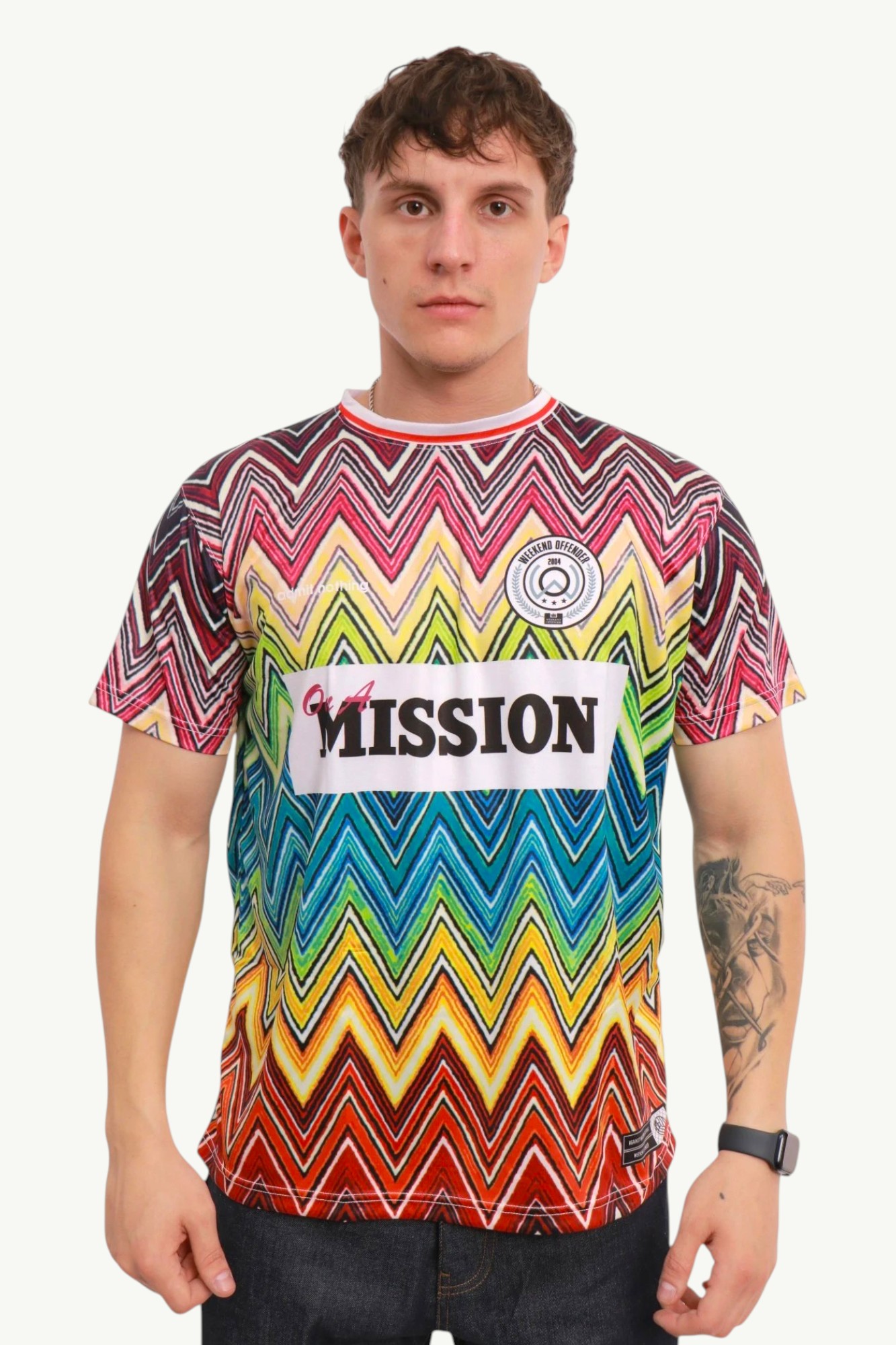 weekend-offender-mission-football-shirt-WOSFT04-MULTI-1red- Weekend Offender Mission Football Shirt Red WOSFT04-MULTI
