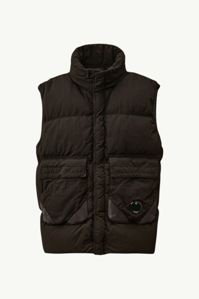 C.P. Company Eco-Chrome R Mixed Hooded Down Gilet Black 19CMVE028A-006369M-999