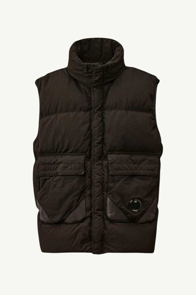C.P. Company Eco-Chrome R Mixed Hooded Down Gilet Black - 19CMVE028A-006369M-999