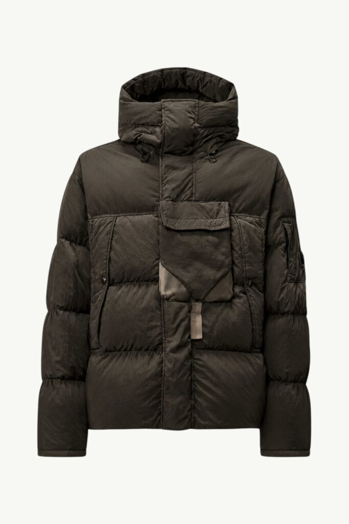 C.P. Company Eco-Chrome R Mixed Hooded Down Jacket Dark Shadow Grey - 19CMOW013A-006369M-978