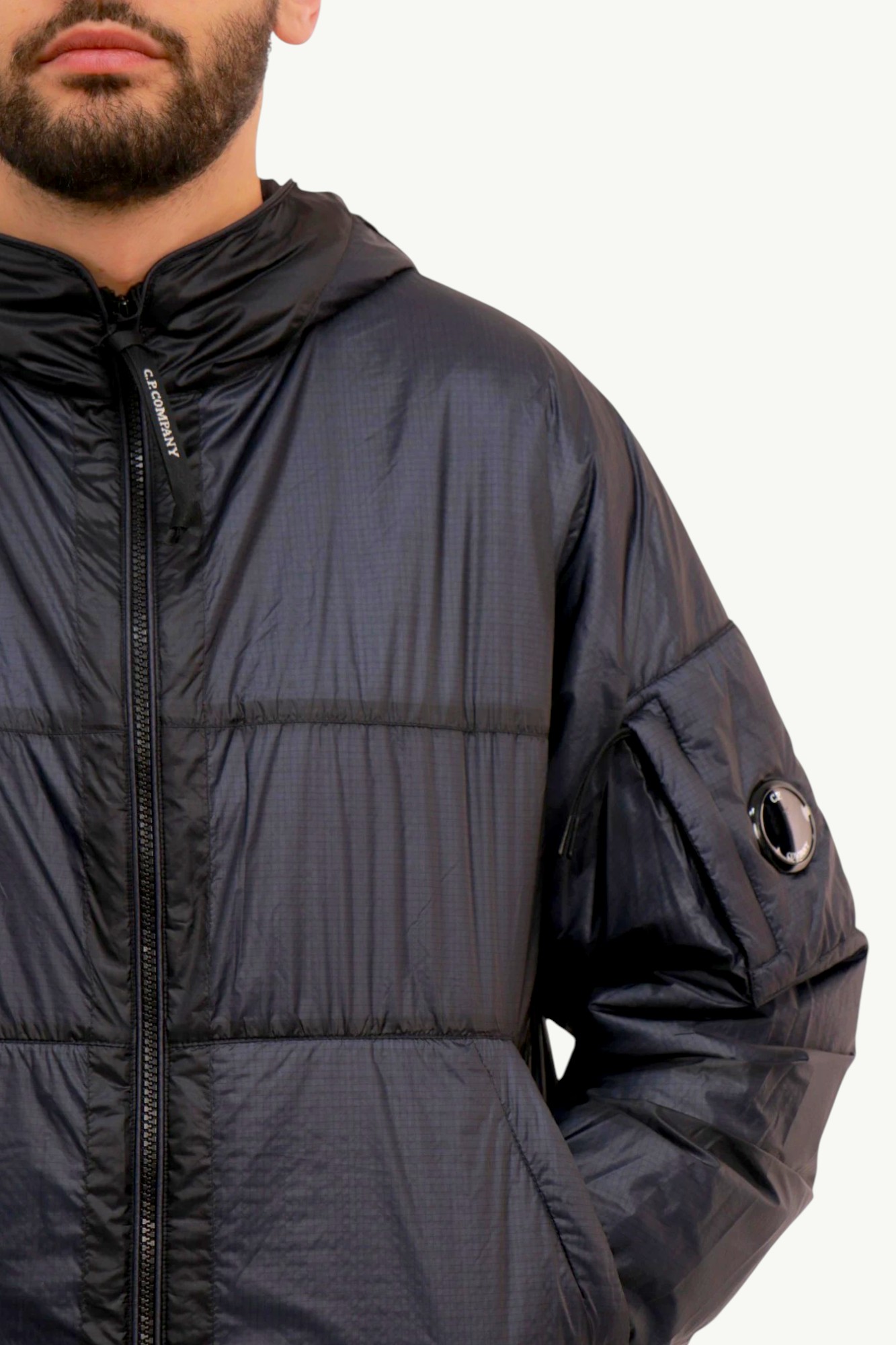 CP CP656-AWB (Natural Gloss) 11 3/4” Куртка C.P. Company Nada Shell Hooded Padded Jacket Blue - 221B Store