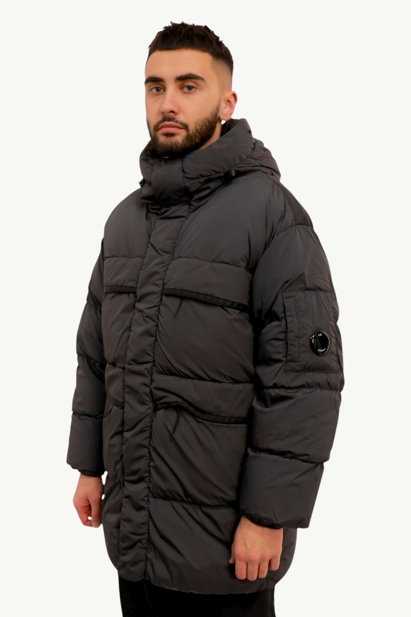 cp-company-nycra-r-long-hooded-down-jacket-dark-shadow-grey-19cmow240a005864g-978-1 C.P. Company Nycra-R Long Hooded Down Jacket Dark Shadow Grey 19CMOW240A-005864G-978