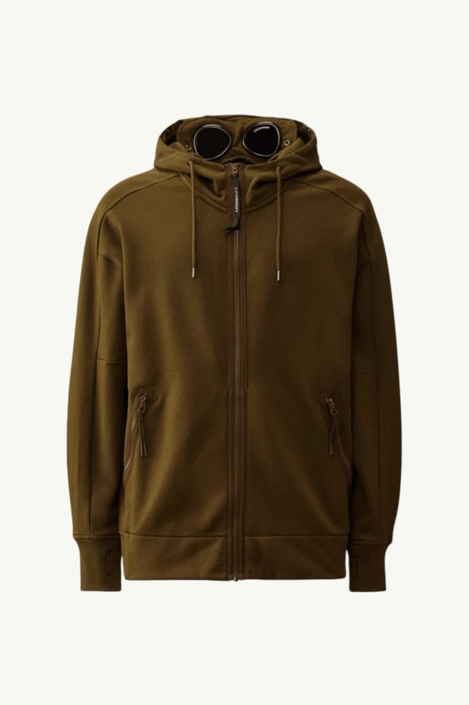 C.P. Company Diagonal Raised Fleece Goggle Sweatshirt Ivy Green RCCMSS715A-005086W683-683