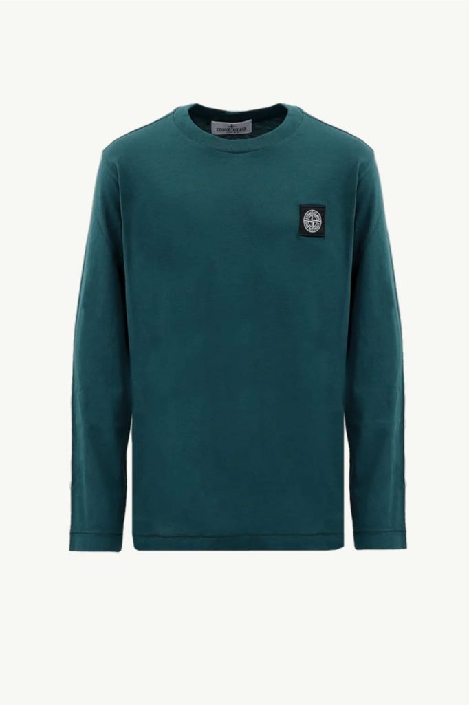 Stone Island Garment Dyed Long Sleeve T-Shirt Petrolio 791522713-V0057