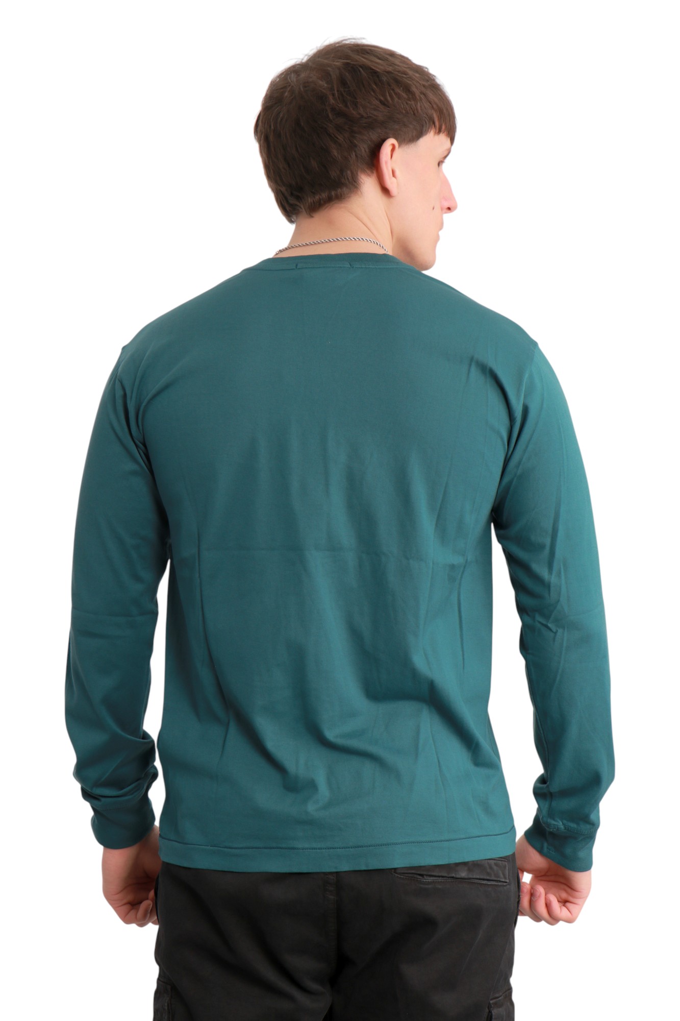 Лонгслів Stone Island Garment Dyed Long Sleeve T-Shirt Petrolio