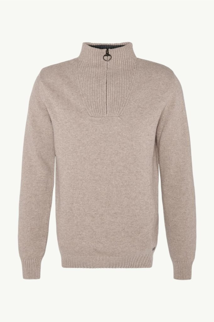 Barbour Nelson Essential Quarter-Zip Jumper Stone MKN0863ST51