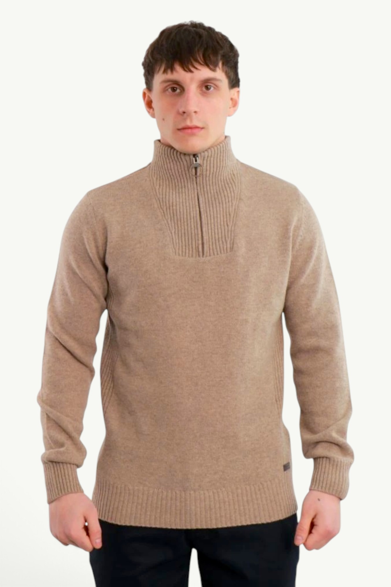 Barbour Nelson Essential Quarter-Zip Jumper Stone MKN0863ST51