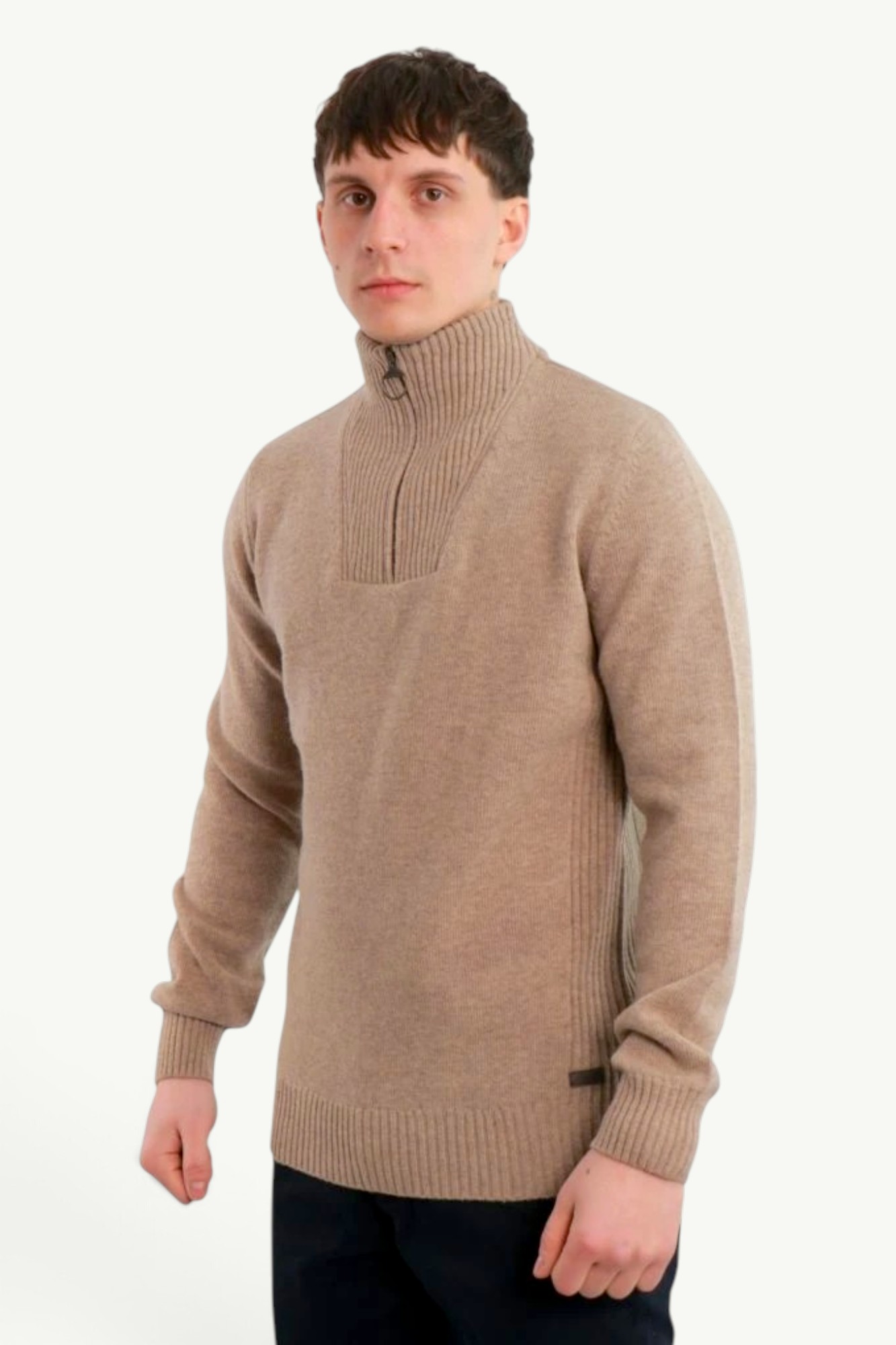Barbour Nelson Essential Quarter-Zip Jumper Stone MKN0863ST51