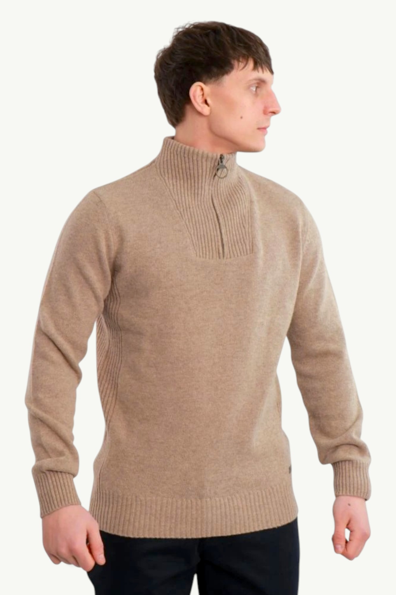 Barbour Nelson Essential Quarter-Zip Jumper Stone MKN0863ST51