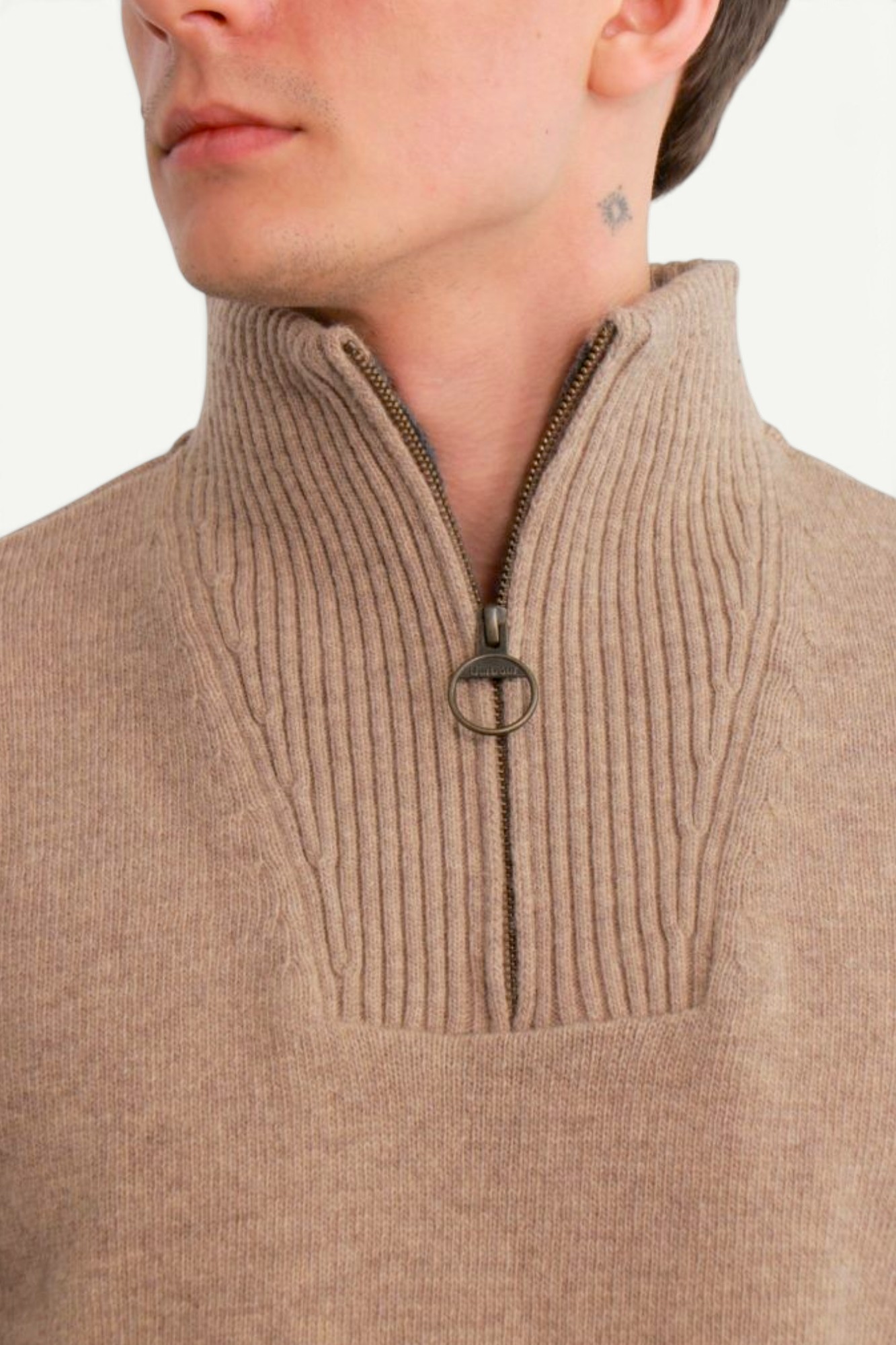 Barbour Nelson Essential Quarter-Zip Jumper Stone MKN0863ST51