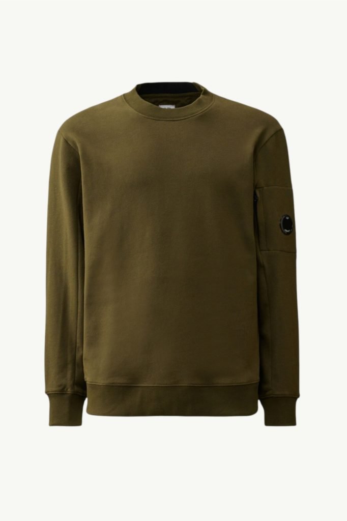 C.P. Company Diagonal Raised Fleece Crewneck Lens Sweatshirt Green 19CMSS713A-005086W-652