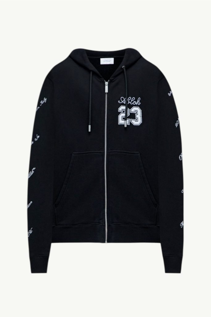 Off-White Logo Print Fleece Hoodie Black OMBE015S24FLE004