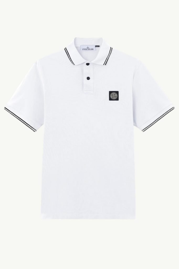 Stone Island Cotton Polo Logo Shirts White/Black 101522S18-V1001