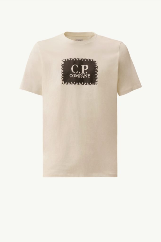 C.P. Company 30/1 Jersey Short Sleeve Logo Label T-Shirt Gauze White RCCMTS723A-005100W-103