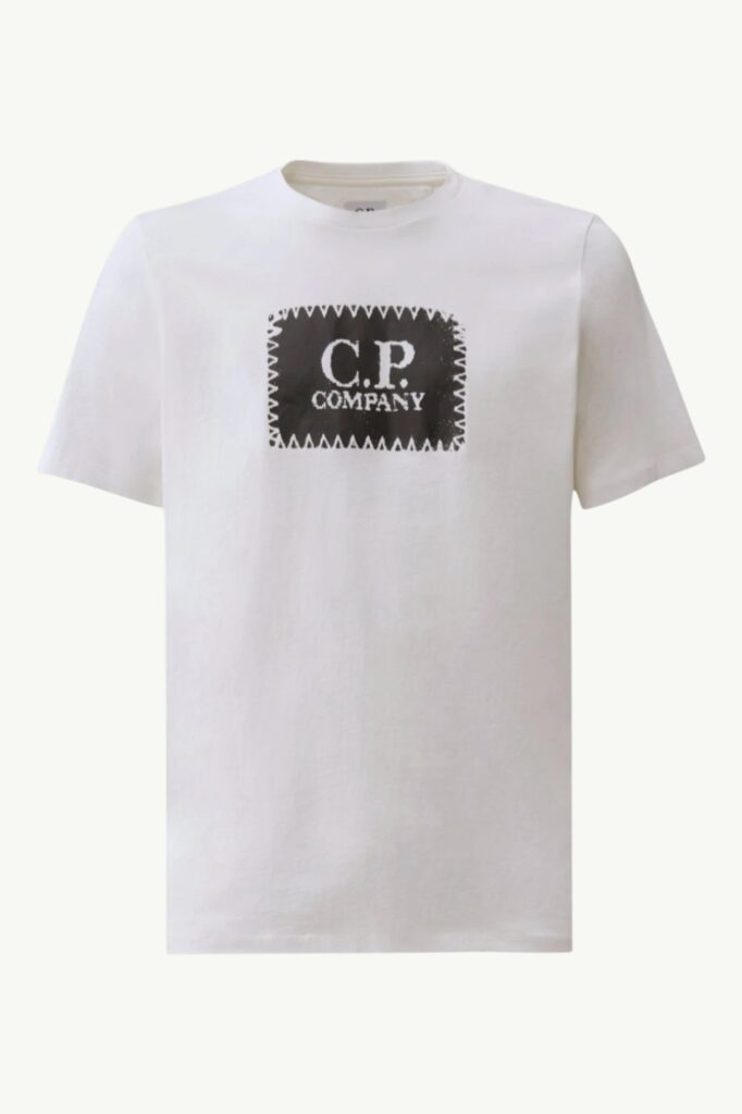 C.P. Company 30/1 Jersey Short Sleeve Logo Label T-Shirt Gauze White - RCCMTS723A-005100W-103