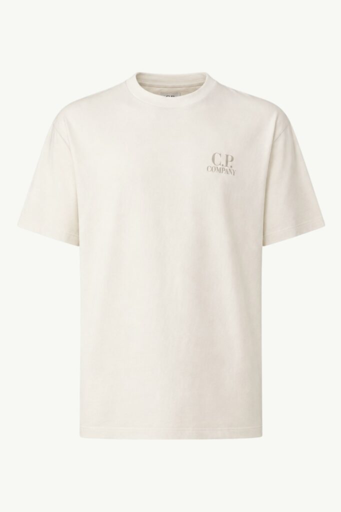 C.P. Company 30/1 Jersey Short Sleeve Printed Graphics T-Shirt Gauze White - 20CMTS086A-005100W-103