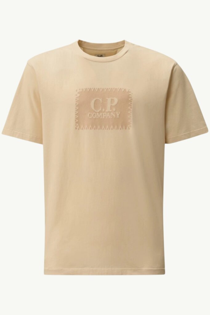 C.P. Company Cotton Jersey 30/1 Short Sleeve Logo Label T-Shirt Frozen Dew - White - 20CMTS723A-005100W-114