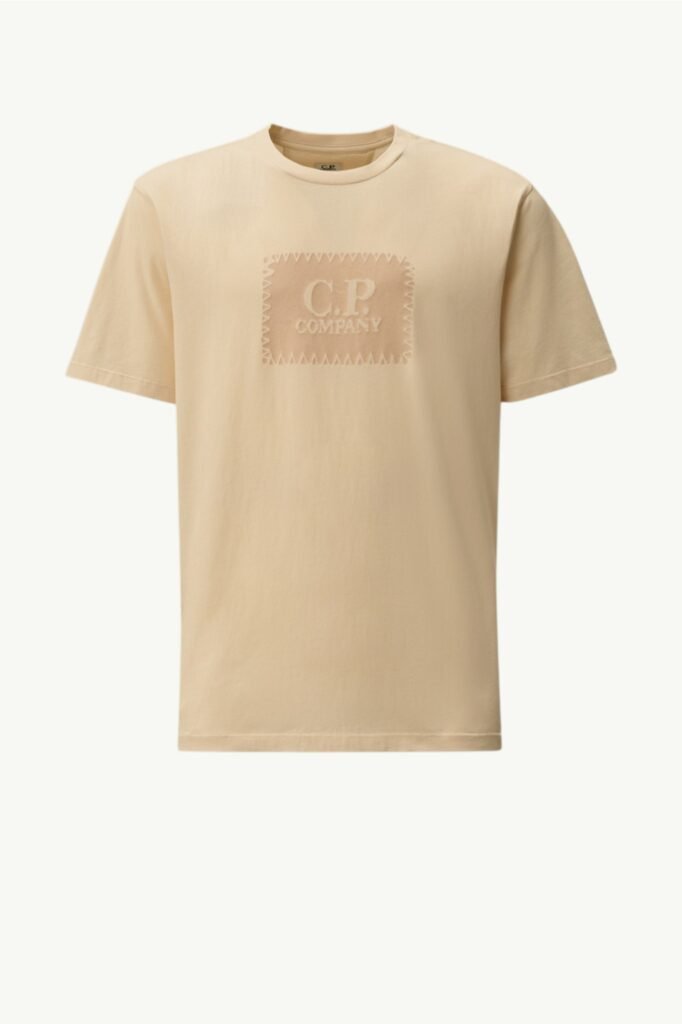 C.P. Company Cotton Jersey 30/1 Short Sleeve Logo Label T-Shirt Frozen Dew – White 20CMTS723A-005100W-114