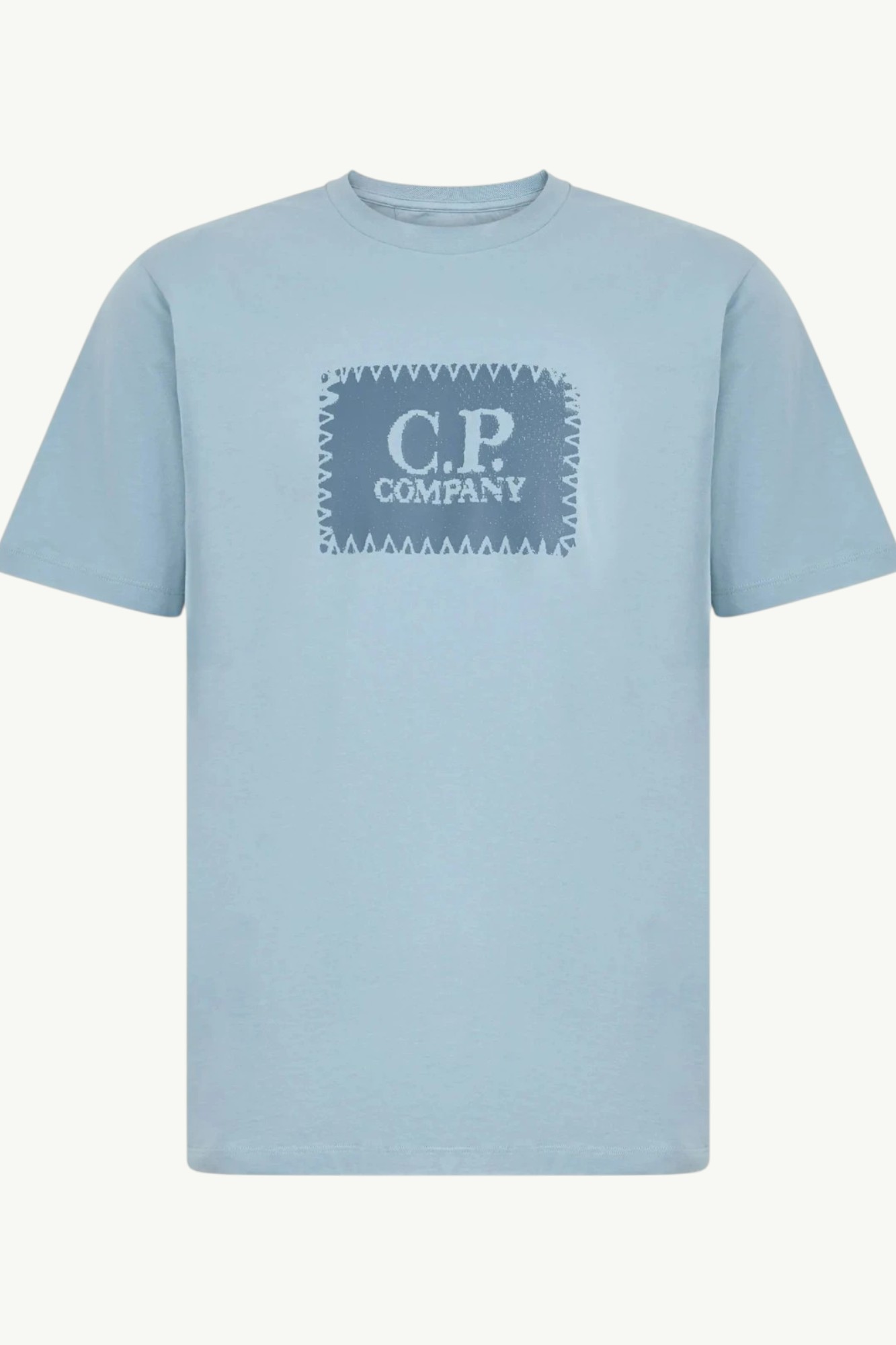 C.P. Company Cotton Jersey 30/1 Short Sleeve Logo Label T-Shirt Silver Blue - 20CMTS723A-005100W-809
