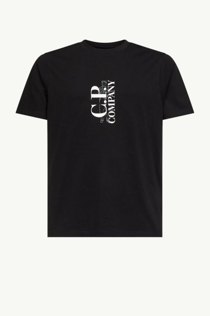 C.P. Company Cotton Jersey 30/1 Short Sleeve Vertical Logo T-Shirt Black 20CMTS084A-005100W-999