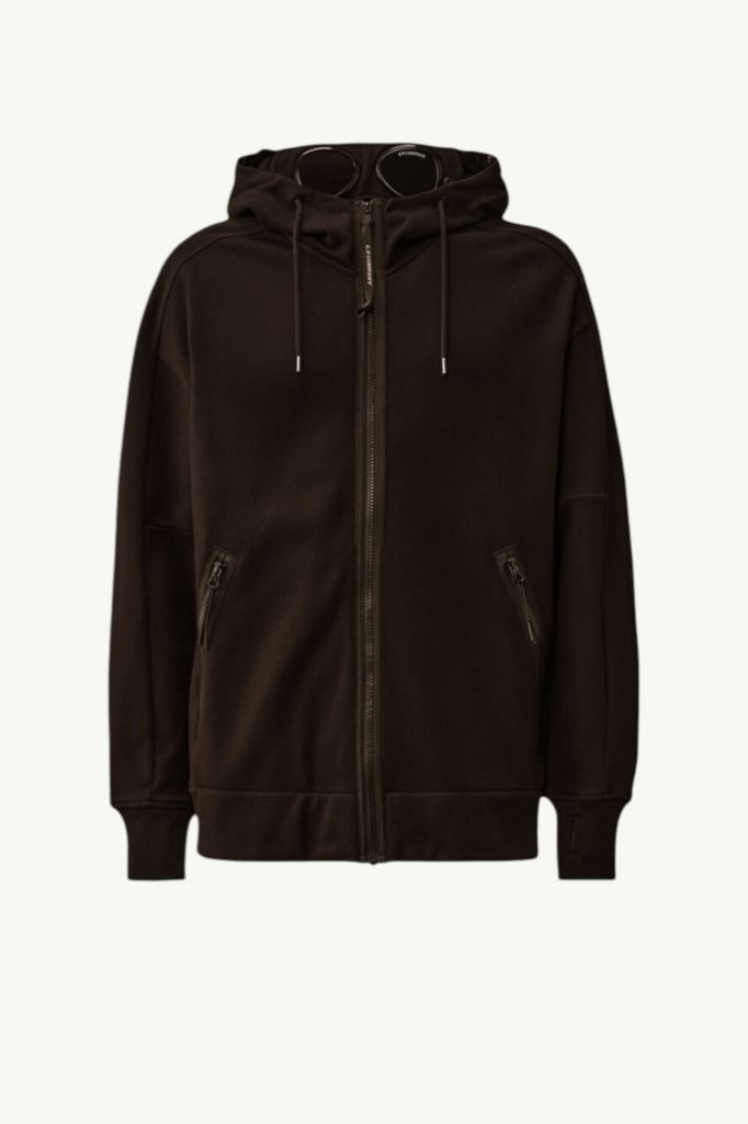 C.P. Company Diagonal Raised Fleece Goggle Sweatshirt Black RCCMSS715A-005086W-999