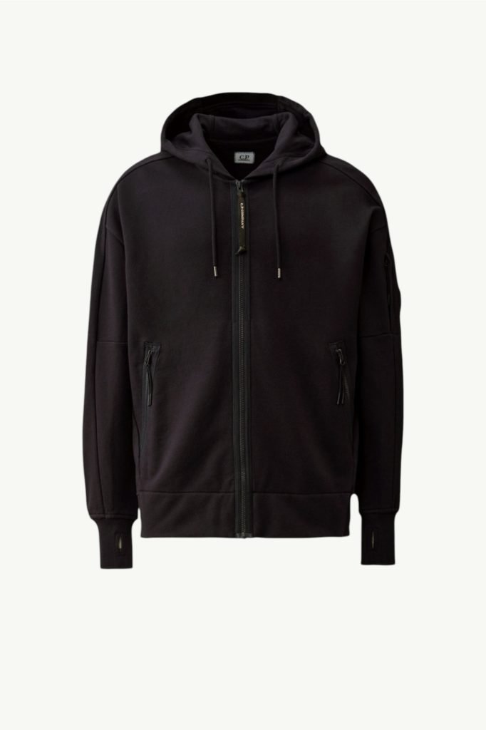 C.P. Company Diagonal Raised Fleece Hooded Full Zip Sweatshirt Total Eclipse – Blue RCCMSS716A-005086W-888