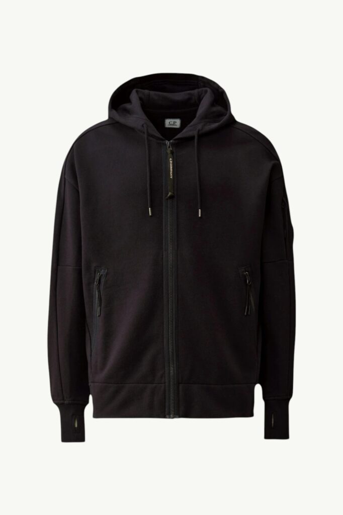 C.P. Company Diagonal Raised Fleece Hooded Full Zip Sweatshirt Total Eclipse – Blue - RCCMSS716A-005086W-888