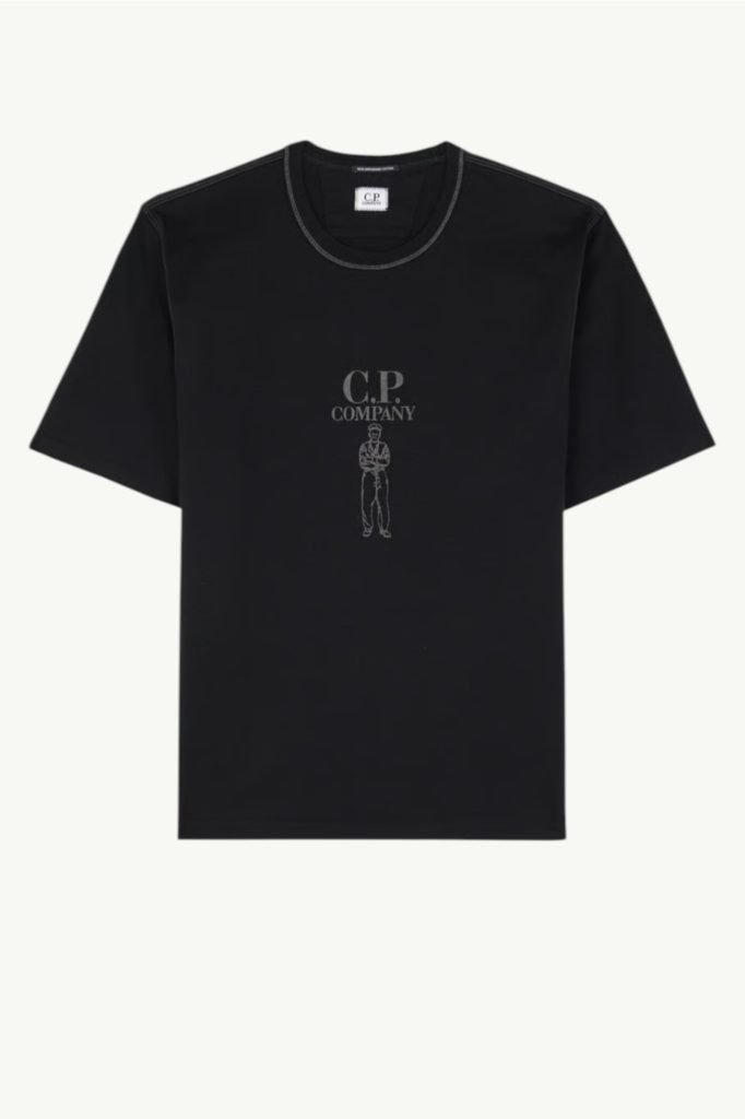 C.P. Company Mercerized Jersey 30/2 Twisted Short Sleeve Logo T-Shirt Black 20CMTS120A-110580W-999