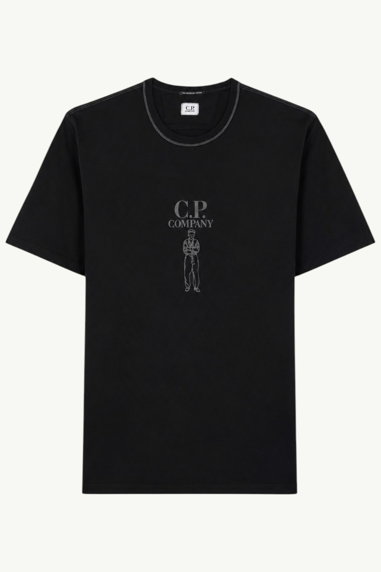 C.P. Company Mercerized Jersey 30/2 Twisted Short Sleeve Logo T-Shirt Black - 20CMTS120A-110580W-999