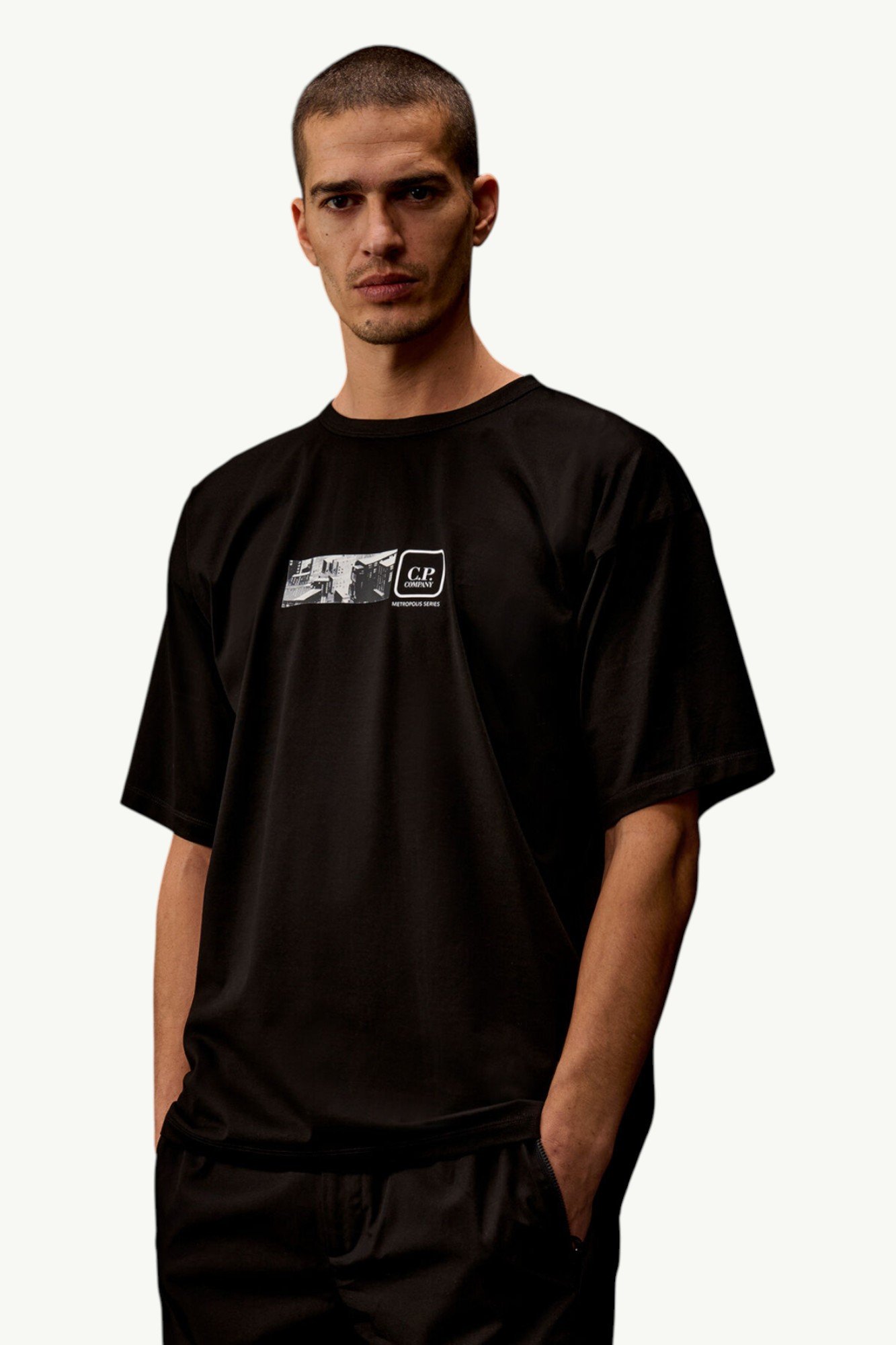 off-white-logo-shirt-black-omga189f21fab001-4 C.P. Company Metropolis Series Mercerized Jersey Short Sleeve Back Embroidery T-Shirt Black 20CLTS056A-006370W-999