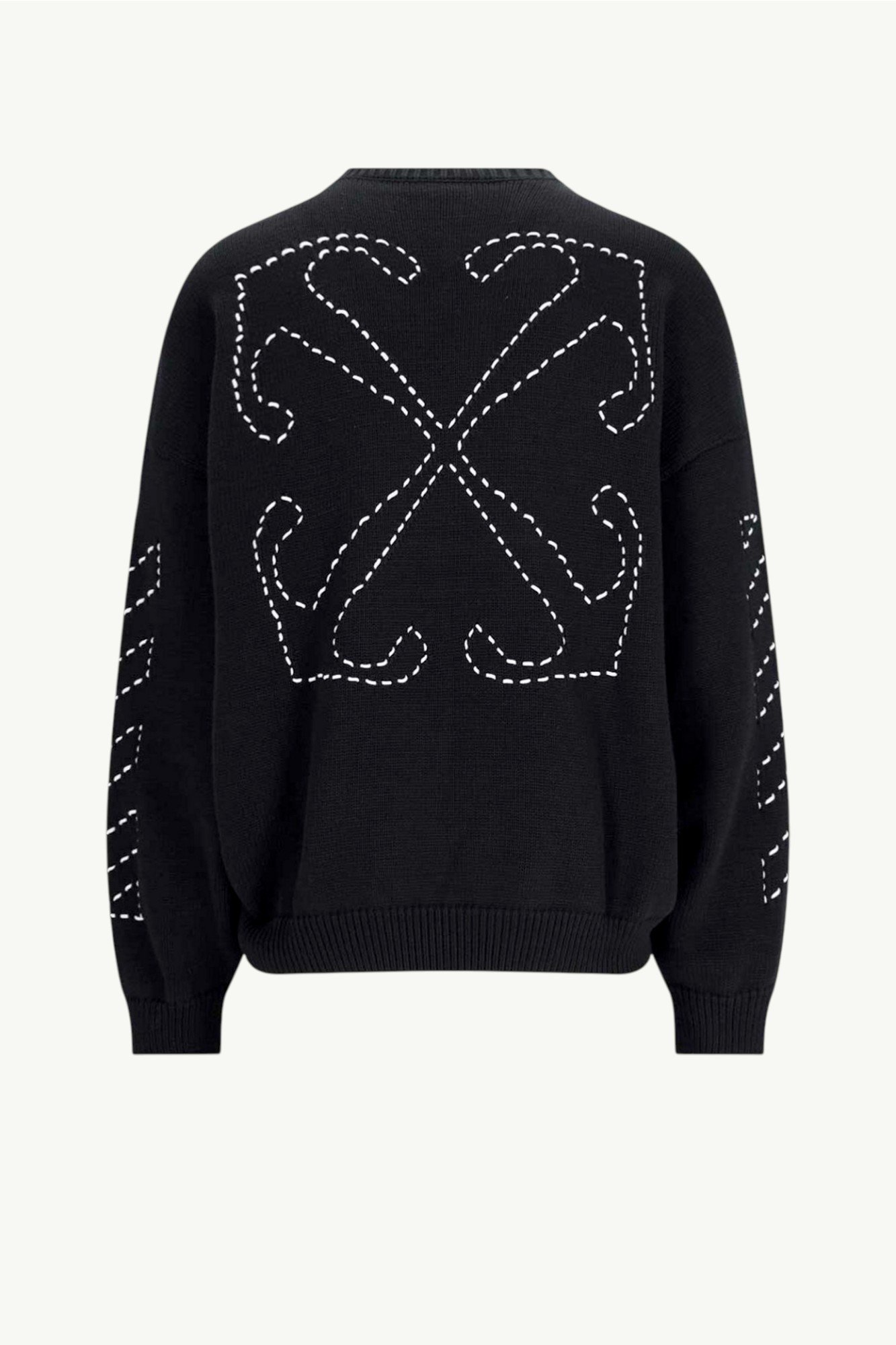Off-White Stitch Arr Diags Knit Crew Black OMHE191C99KNI0011061