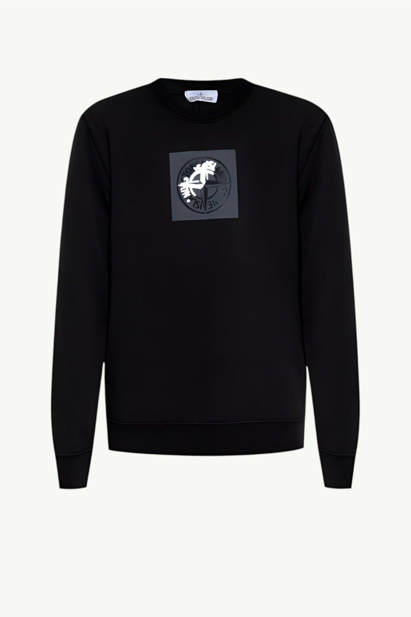 Stone Island One Badge Print Crew Sweatshirt Black 801566559-V0029