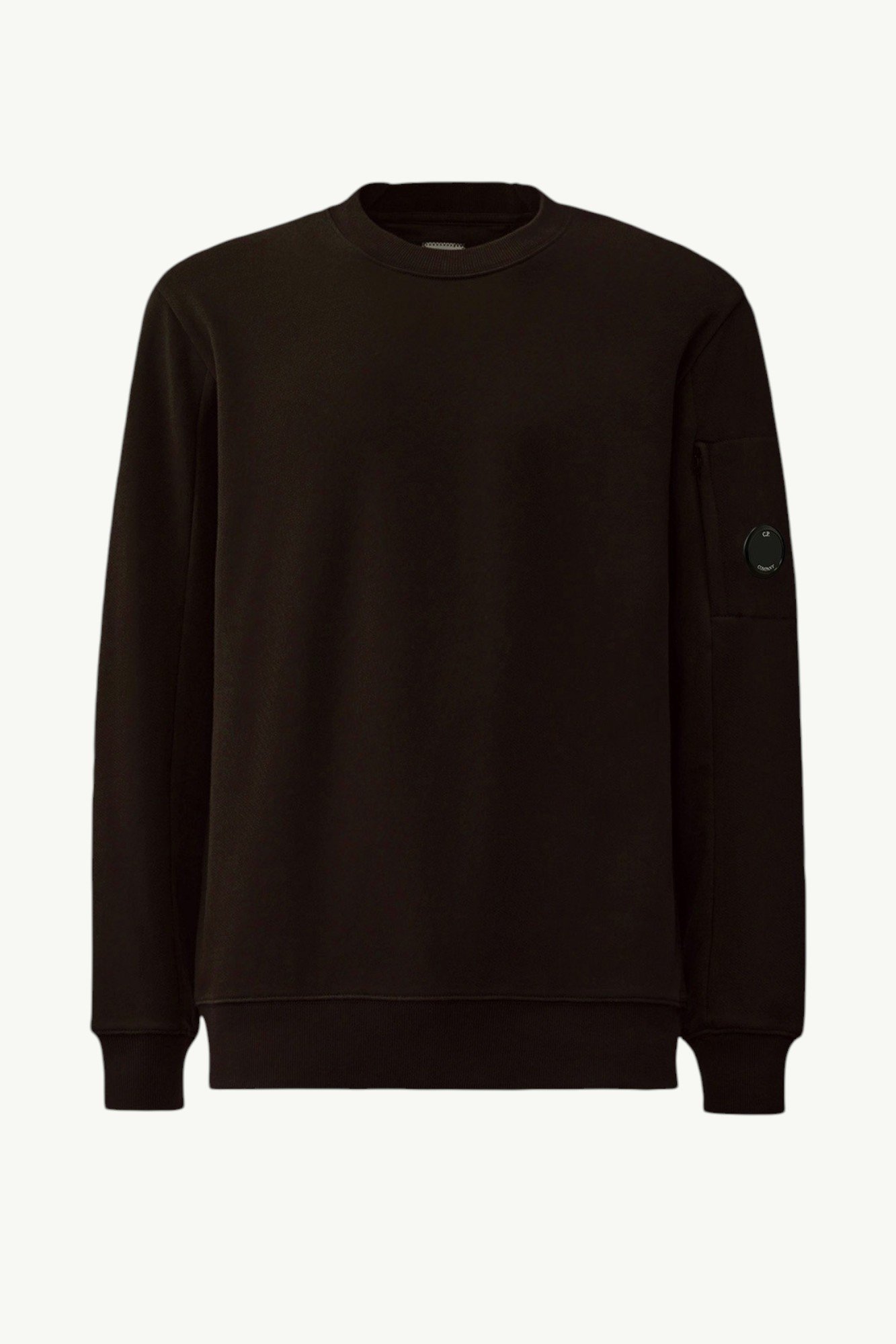 C.P. Company Diagonal Raised Fleece Crewneck Lens Sweatshirt Black - RCCMSS713A-005086W-999